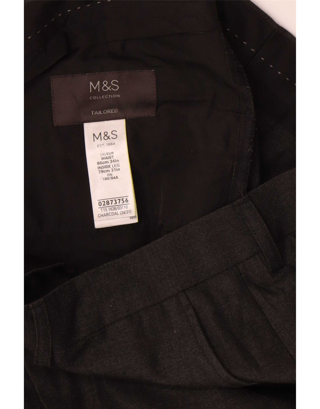 Marks & Spencer Pantalon de costume fuselé pour homme W34 L31 Gris Polyester
