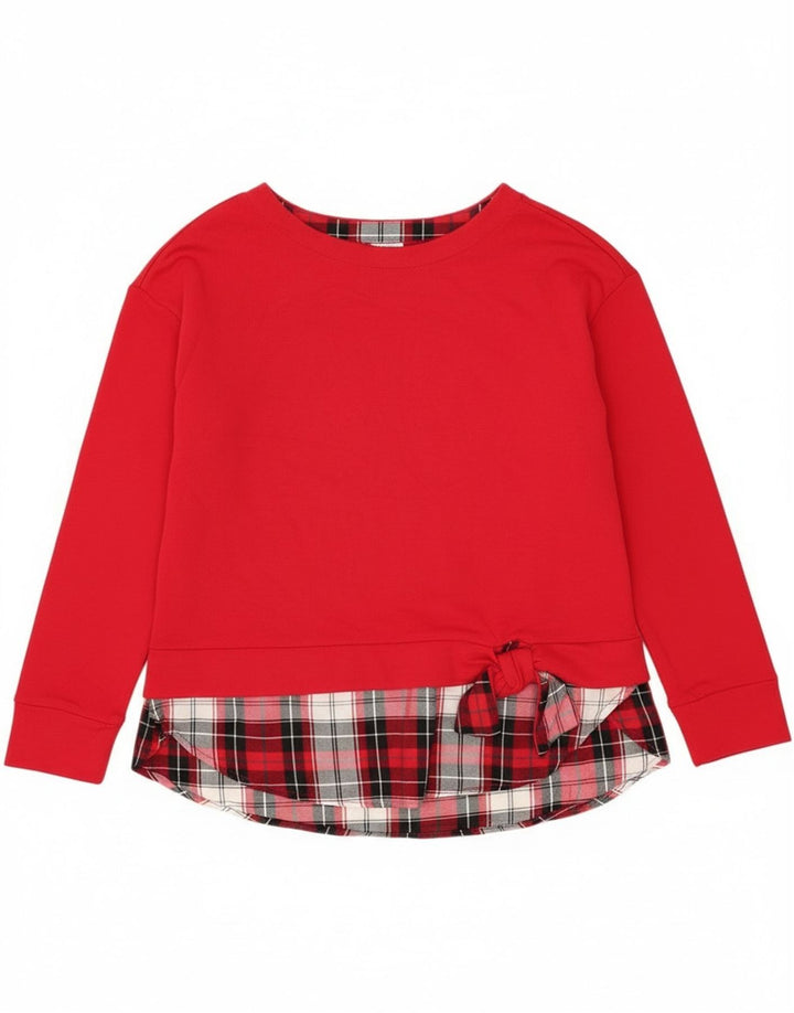 Izod Haut à Manches Longues pour Femme UK 44 Grand Coton à Carreaux Rouge