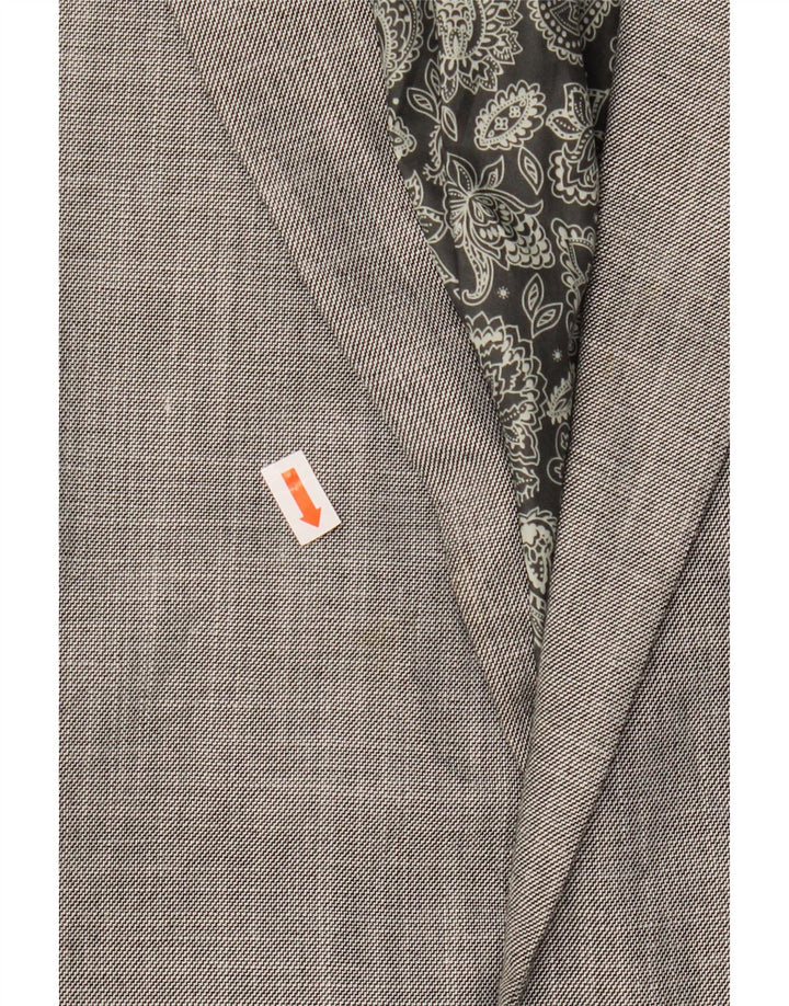 Chaps Veste Blazer 2 Boutons Homme UK 40 Grand Chevron Gris Polyester