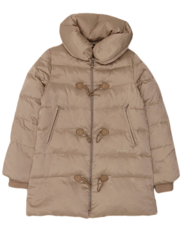 Moschino Femmes Duffle Manteau Rembourré UK 14 Grand Beige Polyester