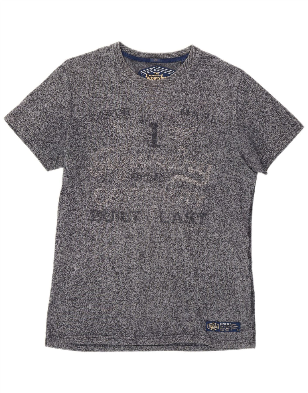 SUPERDRY Homme T-Shirt Graphique Haut Large Bleu Marine Moucheté Coton