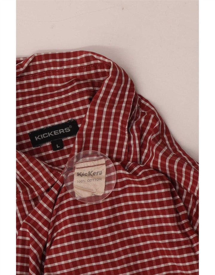 Kickers Chemise à manches courtes pour homme en coton à carreaux rouges