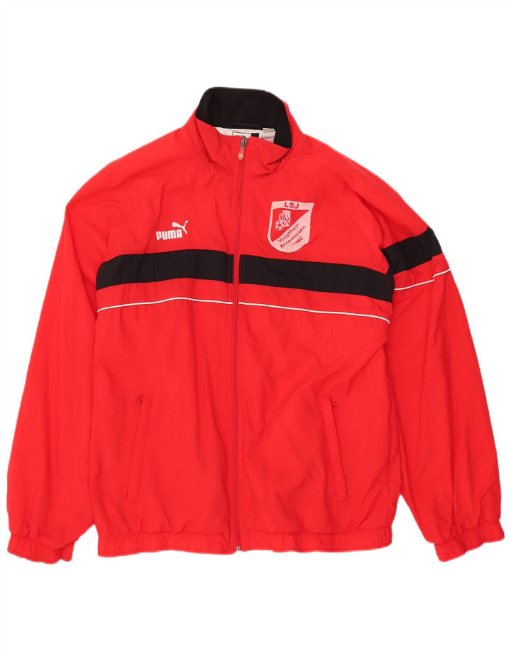 PUMA Veste de survêtement graphique pour hommes, grand rouge, en polyester