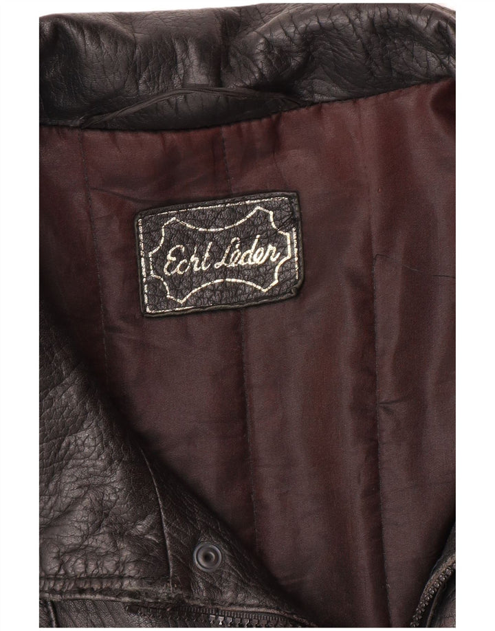 VINTAGE Veste en cuir homme UK 40 Grand cuir noir