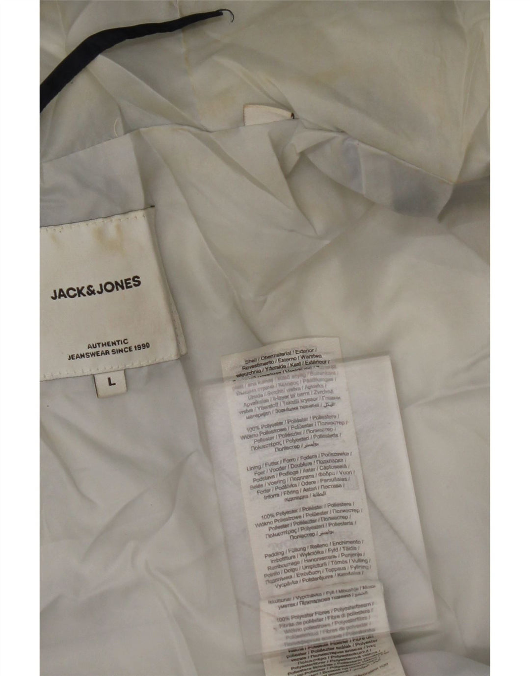 JACK & JONES Veste matelassée à capuche pour hommes UK 40 Large Bleu Marine Polyester