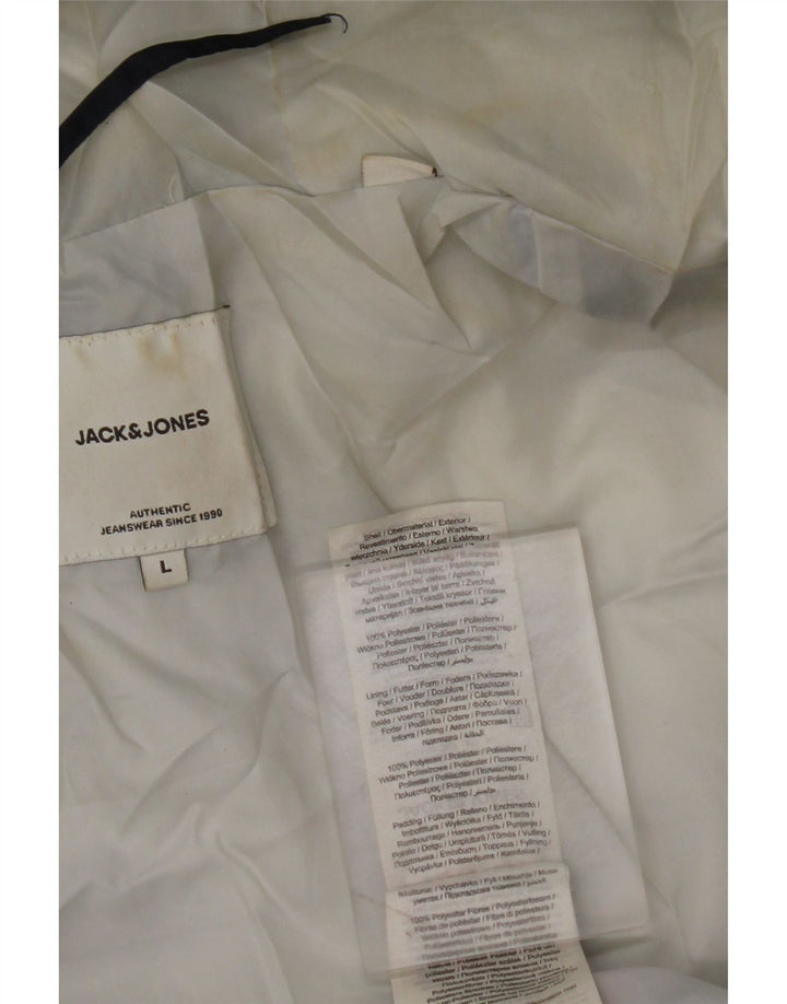 JACK & JONES Veste matelassée à capuche pour hommes UK 40 Large Bleu Marine Polyester