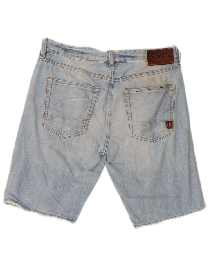 Uniforme Short en jean vieilli pour homme W30 en coton bleu moyen