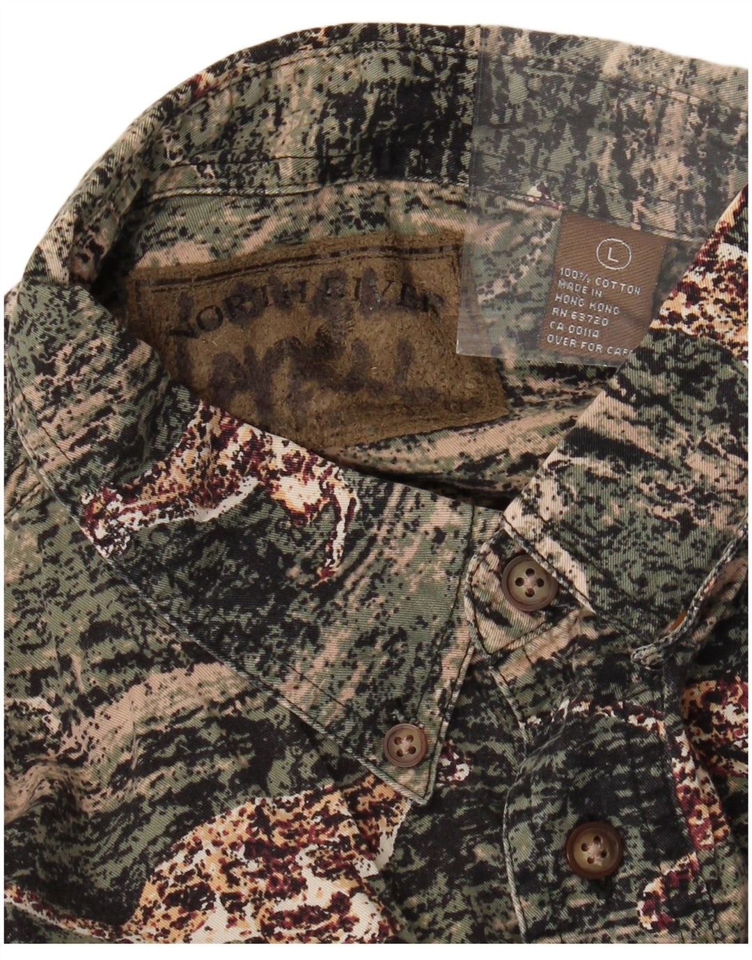 VINTAGE Chemise en flanelle pour homme Grand coton imprimé animal vert