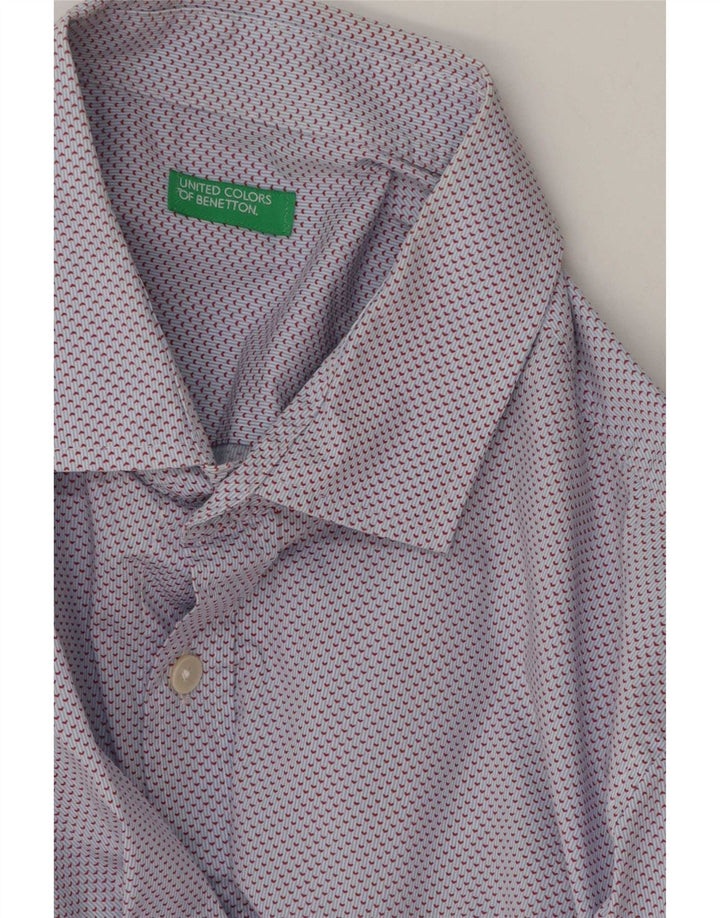 Benetton Chemise Homme Bleu Moyen Taché