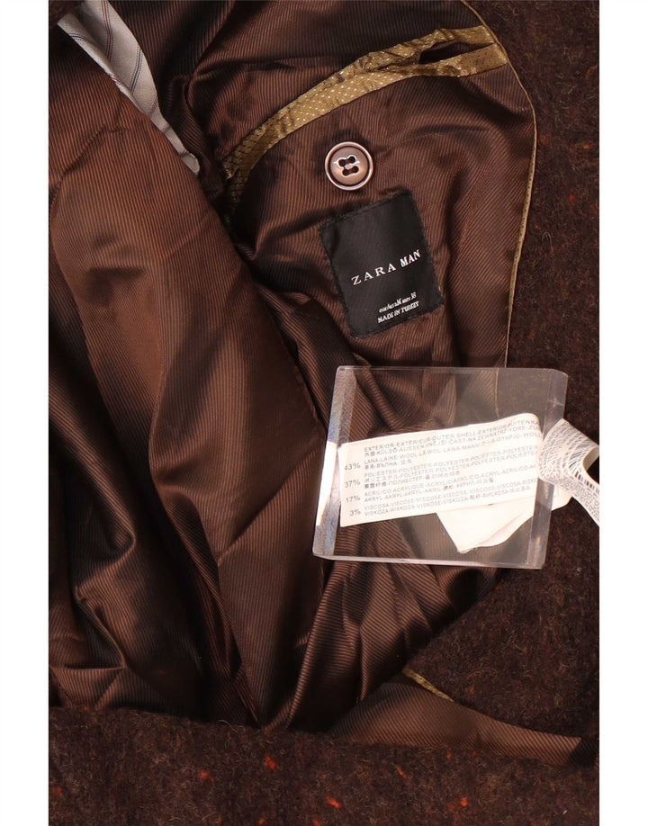 Zara Veste blazer à 2 boutons pour homme UK 38 en laine mouchetée marron moyen