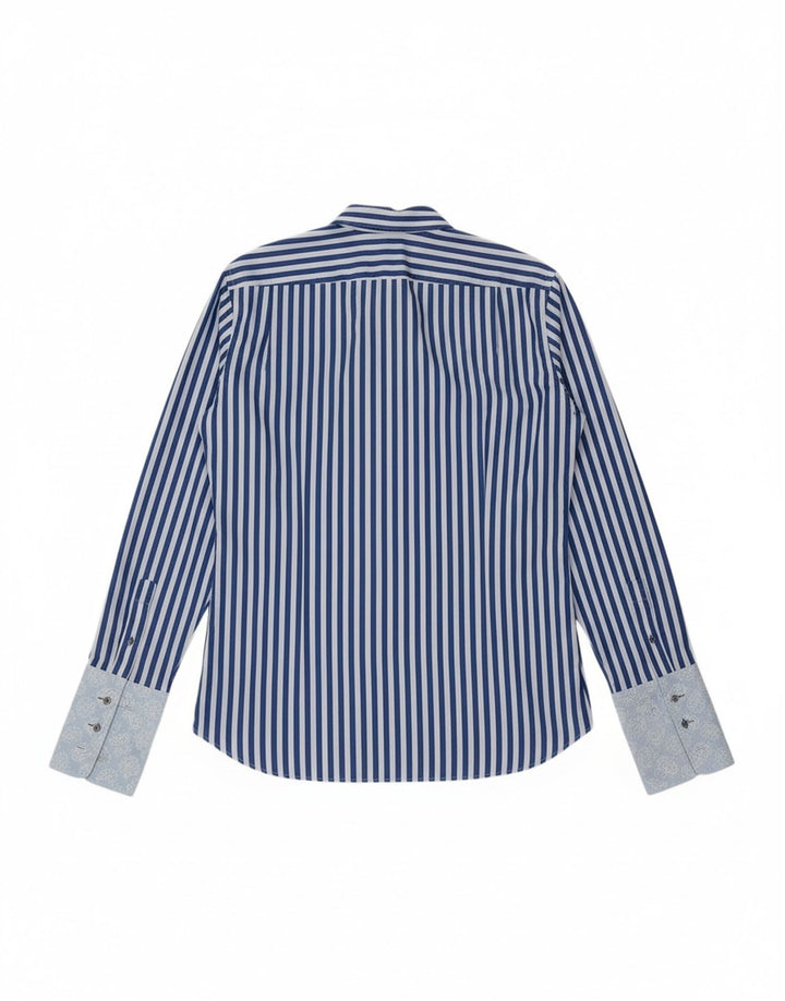 TED BAKER Mens Formal Shirt Size 16 Large Blue Striped Cotton