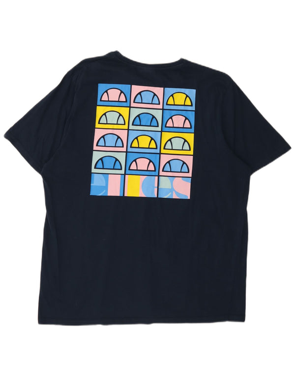 ELLESSE T-Shirt Graphique Homme Top 2XL Bleu Marine Coton