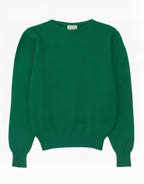 Benetton Pull Col Bateau Femme IT 48 XL Vert Laine Vierge