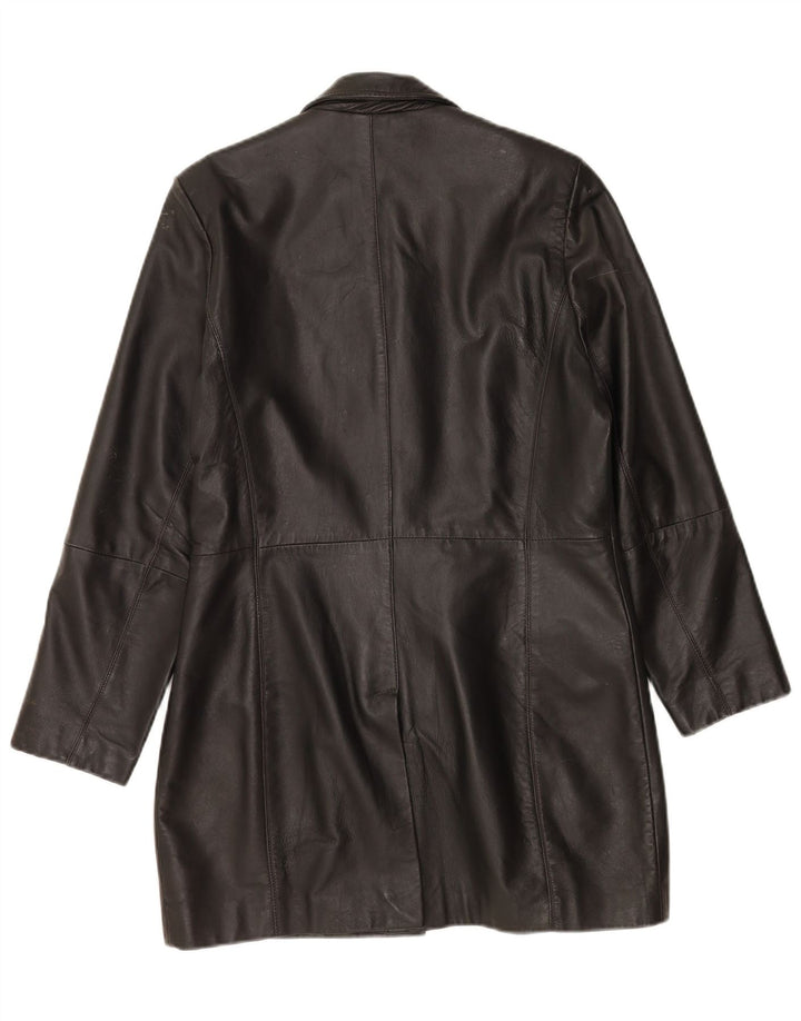 manteau en cuir surdimensionné femme vintage EU 36 petit cuir noir