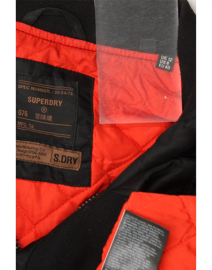 Superdry Veste Bomber Femme UK 12 Medium Noir Polyester