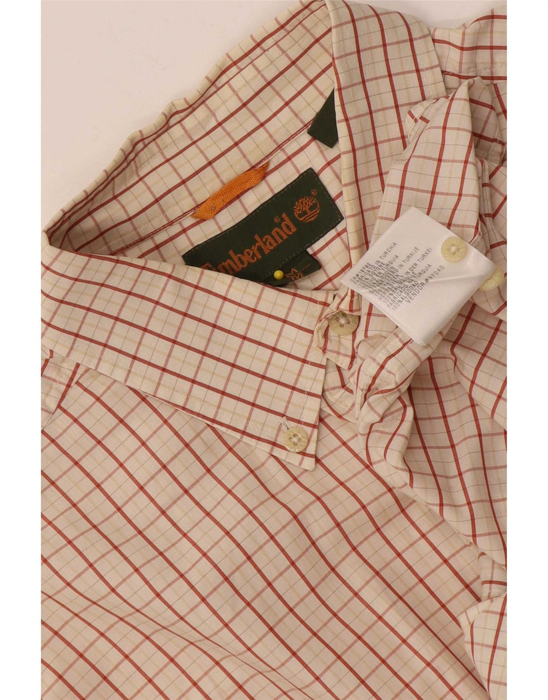 Timberland Chemise à Manches Courtes Homme Beige Moyen Carreaux Coton