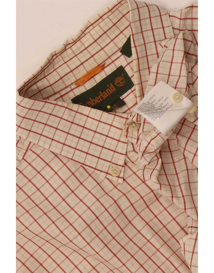Timberland Chemise à Manches Courtes Homme Beige Moyen Carreaux Coton