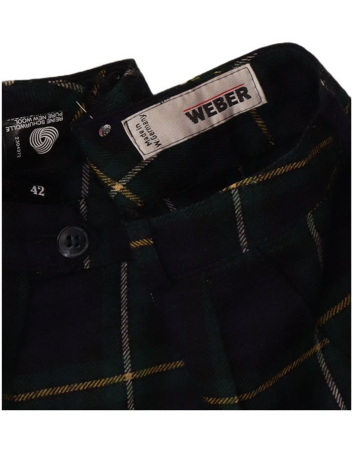 vintage Femme Taille Haute Bermuda Shorts EU 42 Grand W30 Bleu Marine Check