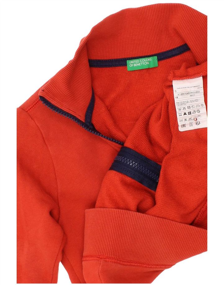 BENETTON Veste de Survêtement Garçon 6-7 Ans Petit Rouge Coton