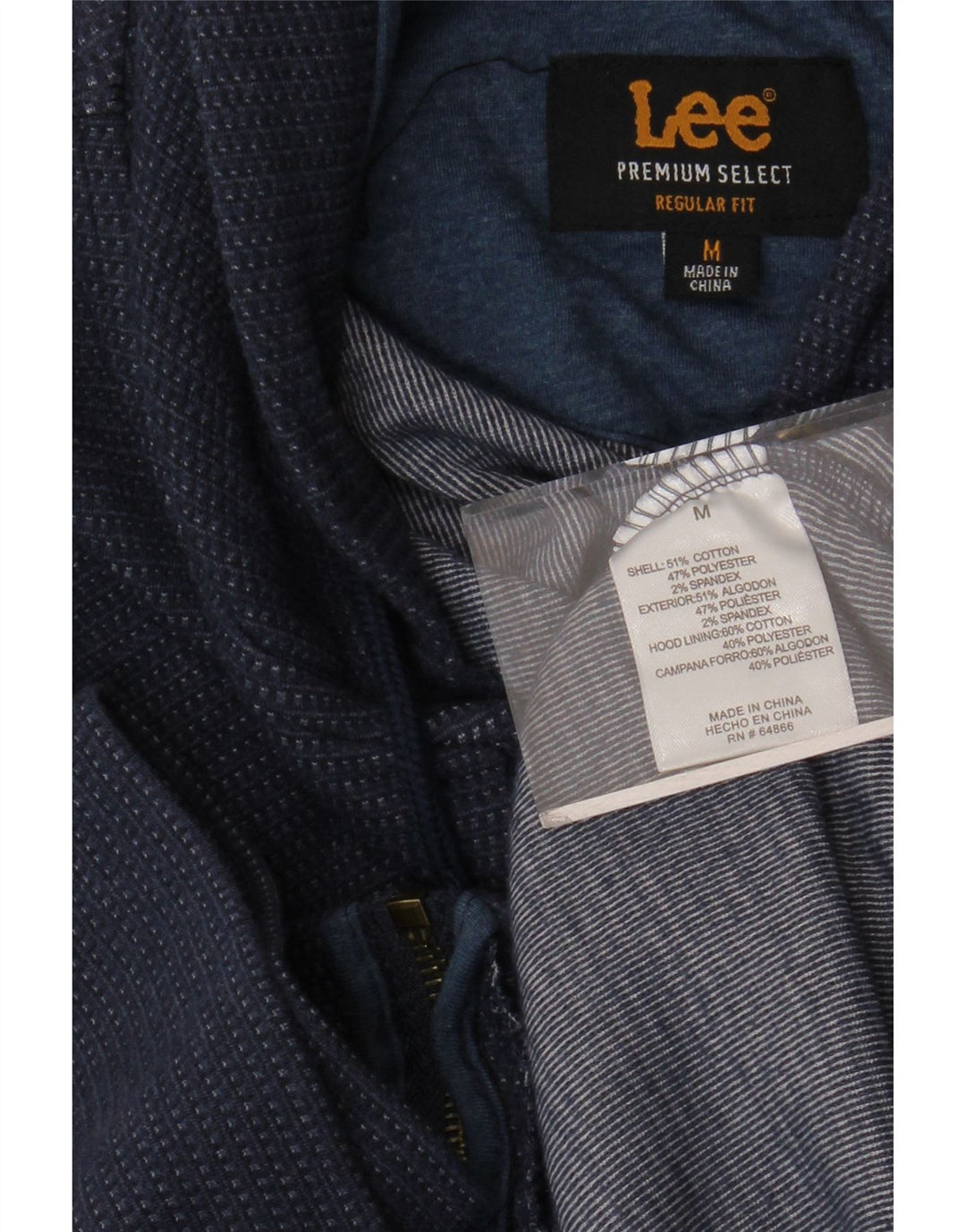 LEE Pull à capuche zippé coupe classique pour homme en coton à pois bleu marine moyen