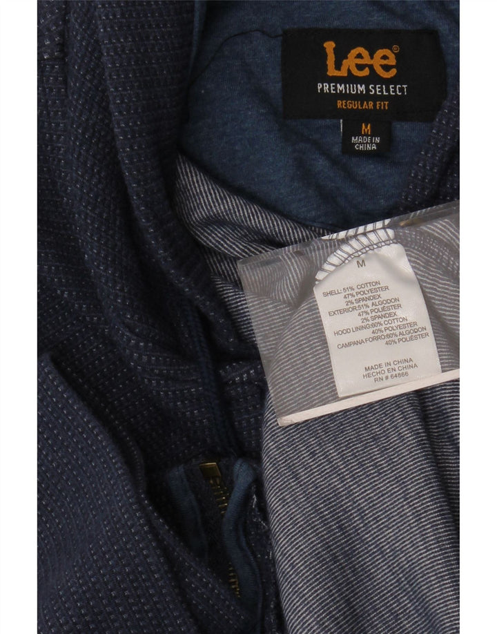 LEE Pull à capuche zippé coupe classique pour homme en coton à pois bleu marine moyen