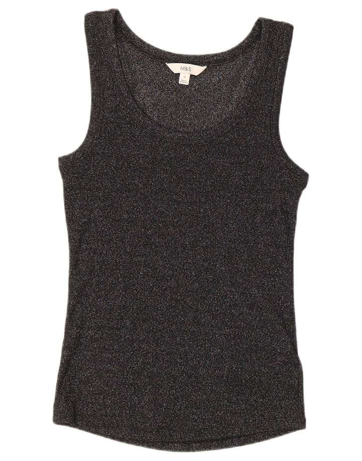 Marks & Spencer Débardeur pour femme UK 12 Medium Noir Moucheté Coton