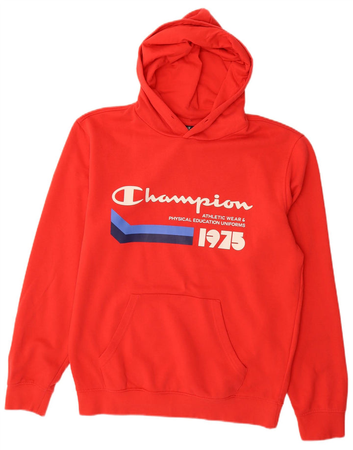 Champion Pull à Capuche Graphique Homme Rouge Moyen Coton