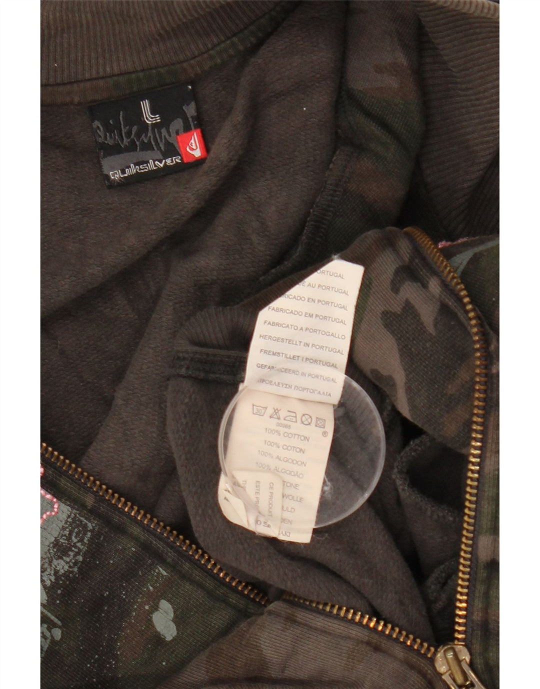 QUIKSILVER Veste de survêtement pour femme UK 16 Large Kaki Camouflage