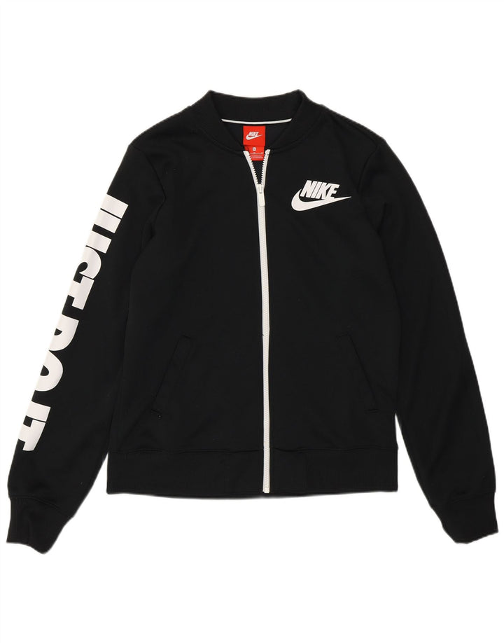 Veste de survêtement graphique Nike pour femme UK 14 Polyester noir moyen