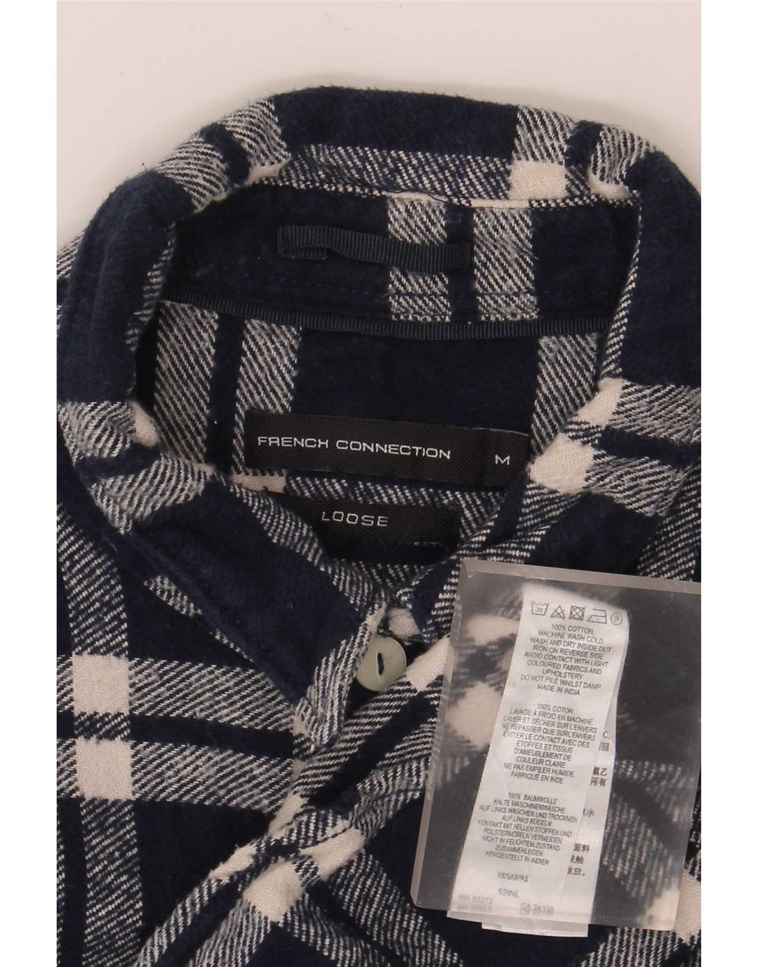 French Connection Chemise Ample en Flanelle Homme Bleu Marine à Carreaux