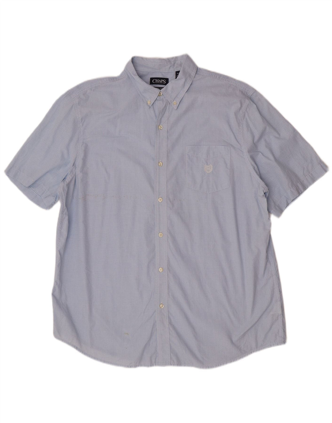 Chaps Chemise à manches courtes homme facile d'entretien XL bleu à carreaux en coton