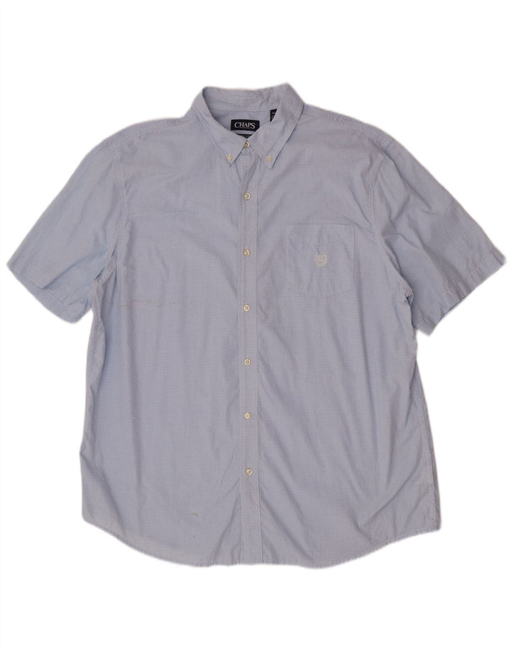 Chaps Chemise à manches courtes homme facile d'entretien XL bleu à carreaux en coton