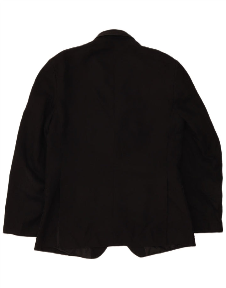 vintage Homme 2 Bouton Blazer Veste UK 38 Moyen Noir Polyester