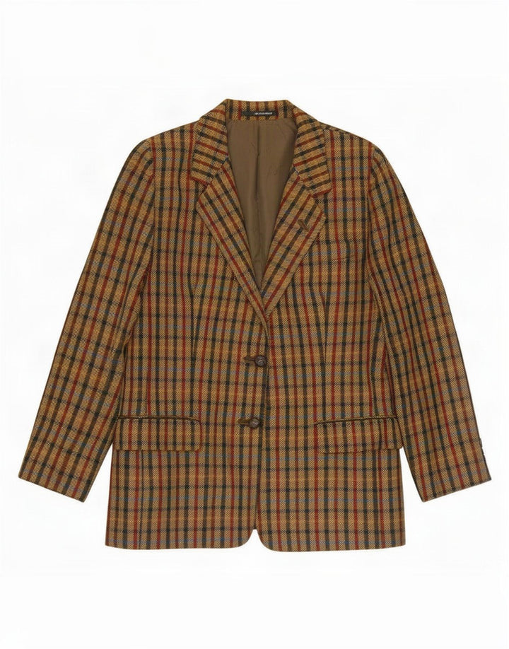 DAKS Veste Blazer 2 Boutons Femme UK 16 Grande Laine Vichy Kaki