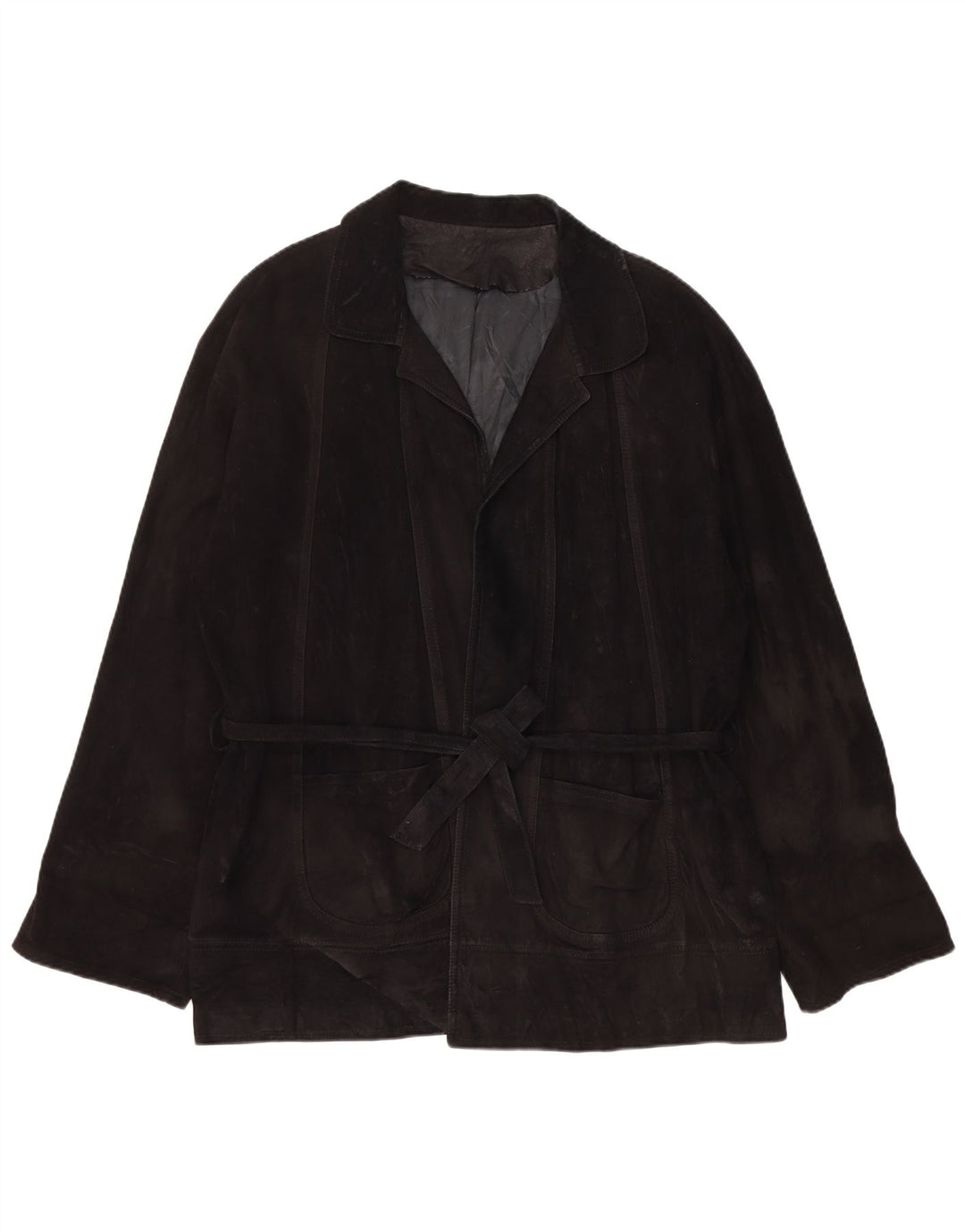 VINTAGE Veste en daim femme UK 14 Grand Noir