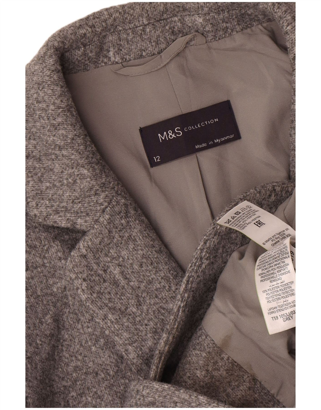 Marks & Spencer Veste blazer à 2 boutons pour femme UK 12 Gris moyen Polyester