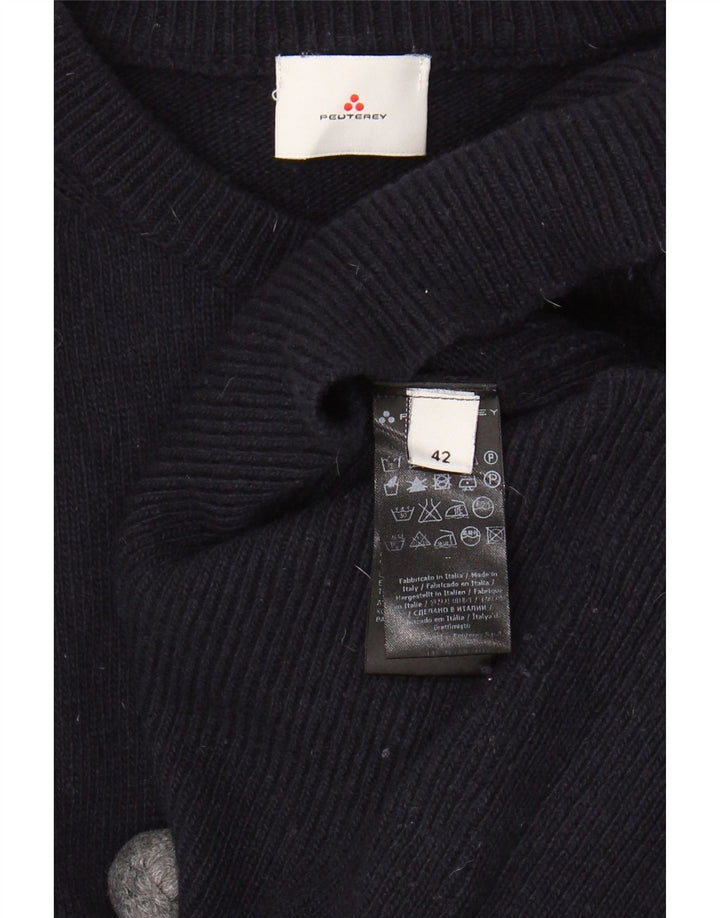 PEUTEREY Womens Crew Neck Jumper Sweater IT 42 Medium Navy Blue Wool Vintage PEUTEREY and Second-Hand PEUTEREY from Messina Hembry 