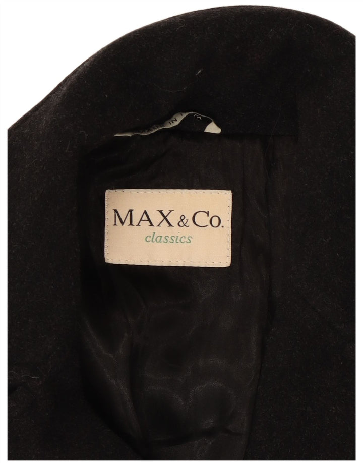 Max & Co. Manteau surdimensionné à double boutonnage pour femme UK 10 Petite laine noire