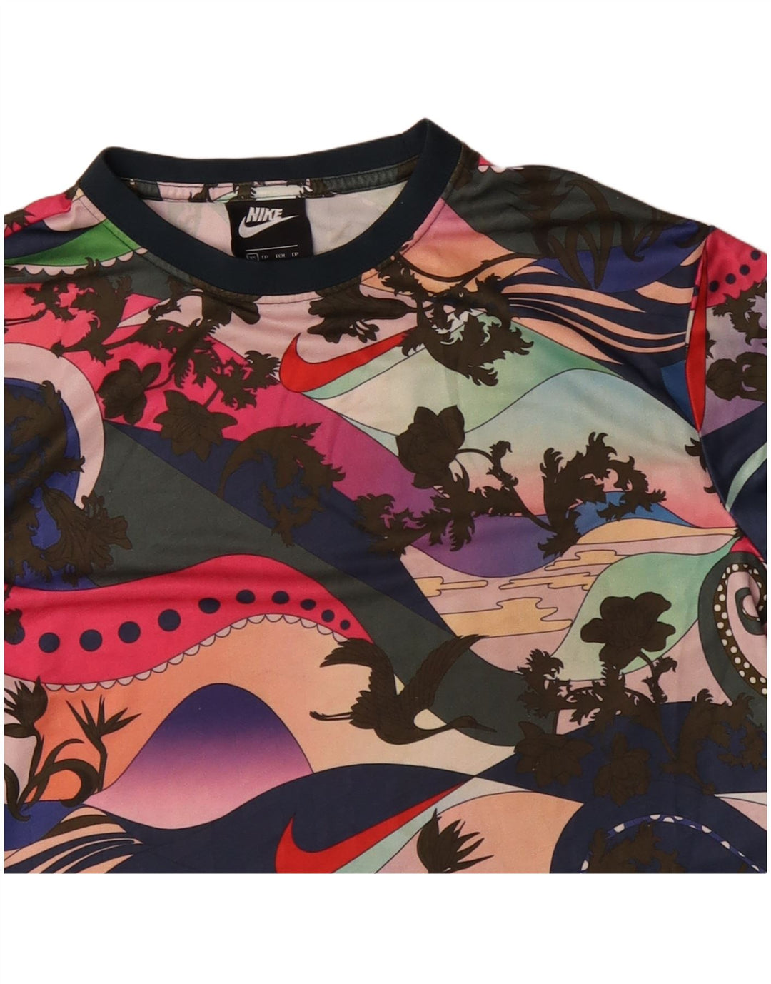 NIKE Womens Crop Graphic T-Shirt Top UK 6 XS Multicolore Floral