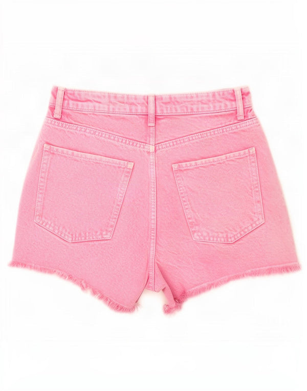 Zara Short en jean taille haute pour femme EU 34 2XS W24 Coton rose