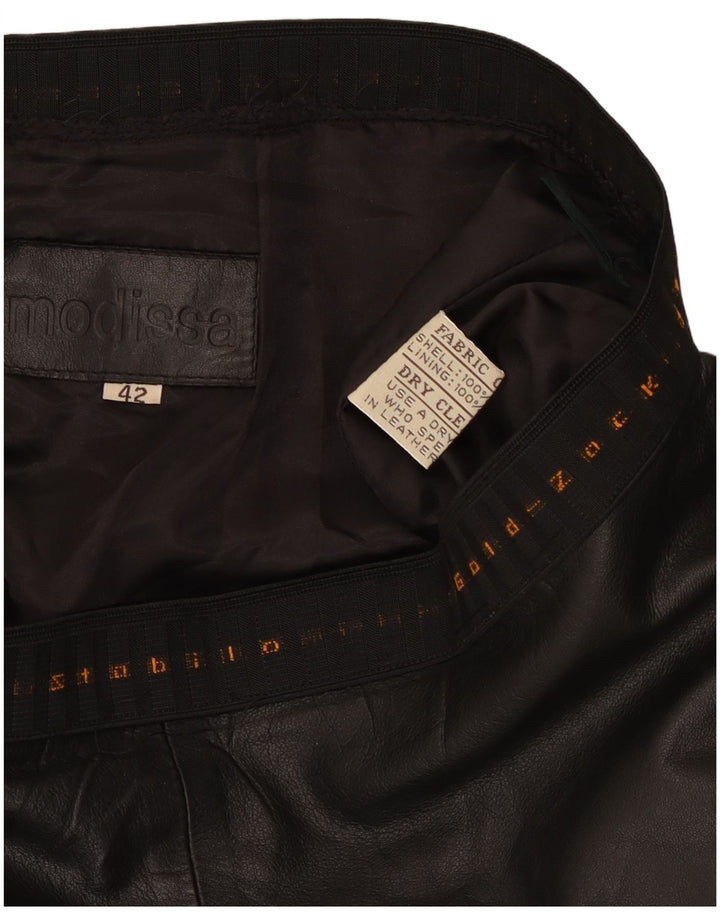 jupe en cuir graphique femme vintage IT 42 Medium W34 Cuir noir
