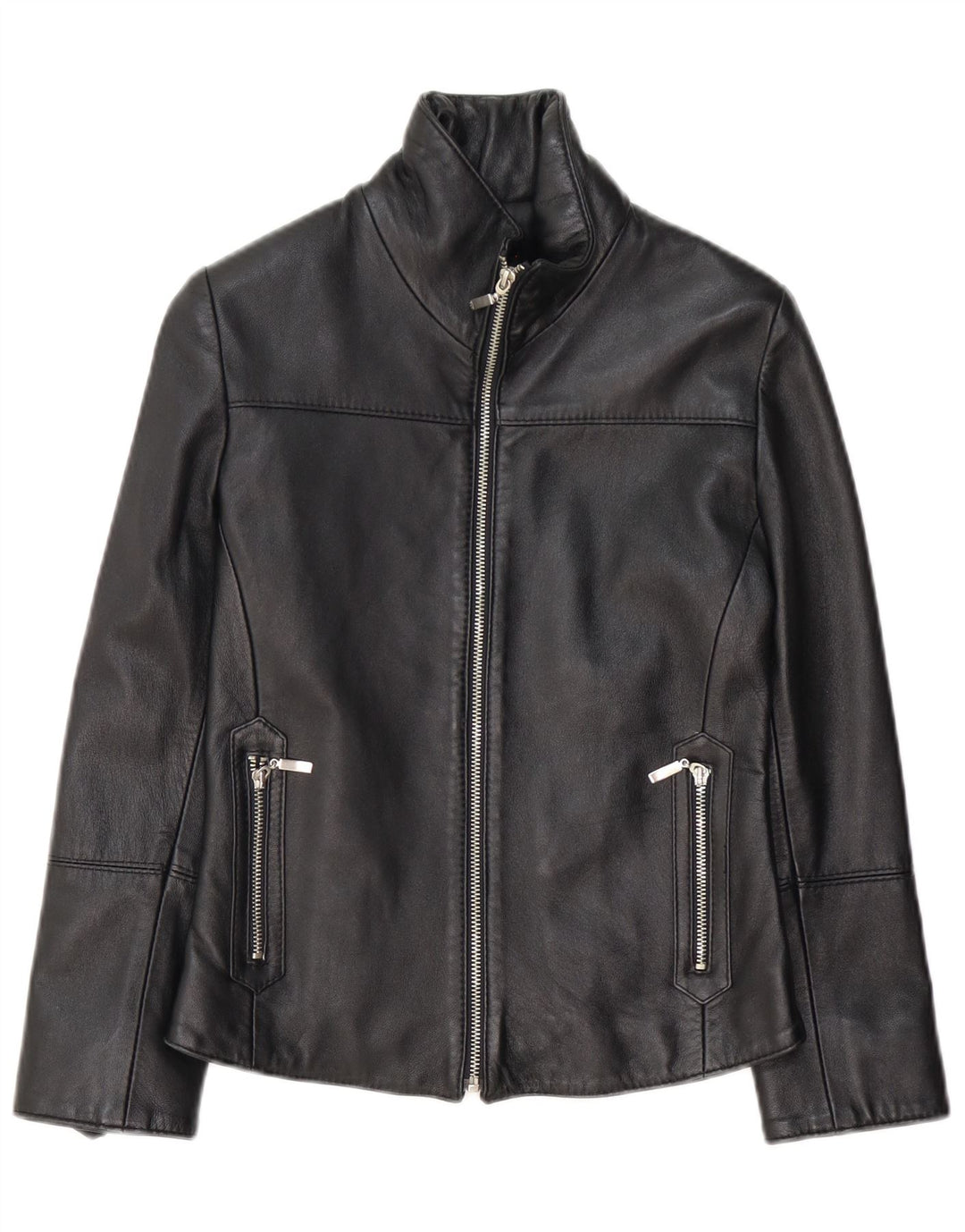 veste en cuir femme vintage UK 10 Petit cuir noir