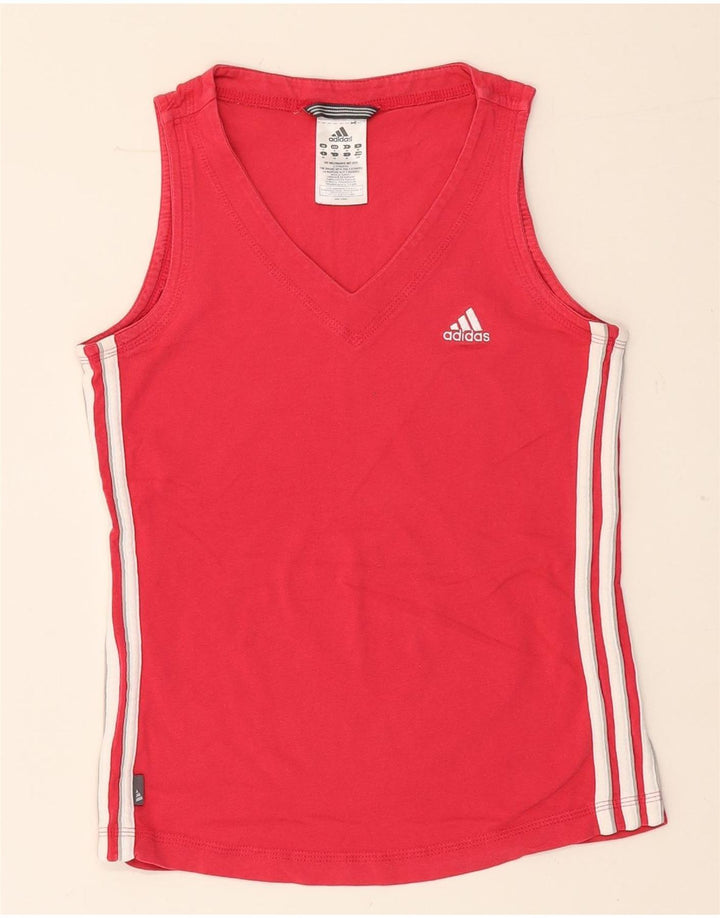 Adidas Débardeur Femme UK 10 Petit Rouge Coton