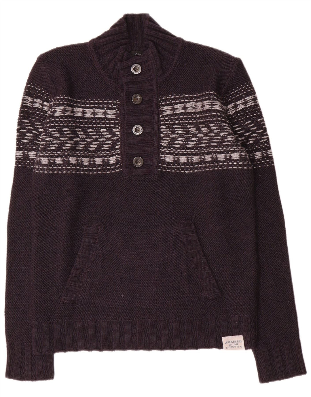 Calvin Klein Jeans Pull à Col Boutonné Homme Bleu Marine Moyen