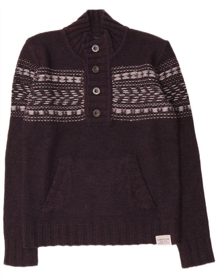 Calvin Klein Jeans Pull à Col Boutonné Homme Bleu Marine Moyen