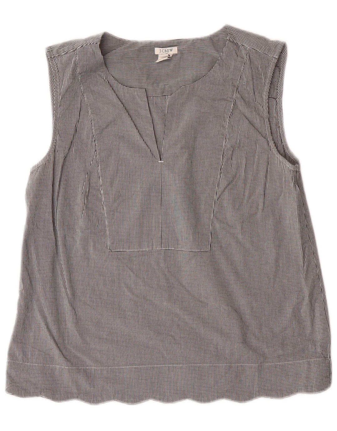 J. Crew Chemisier sans manches pour femme US 6 en coton vichy gris moyen