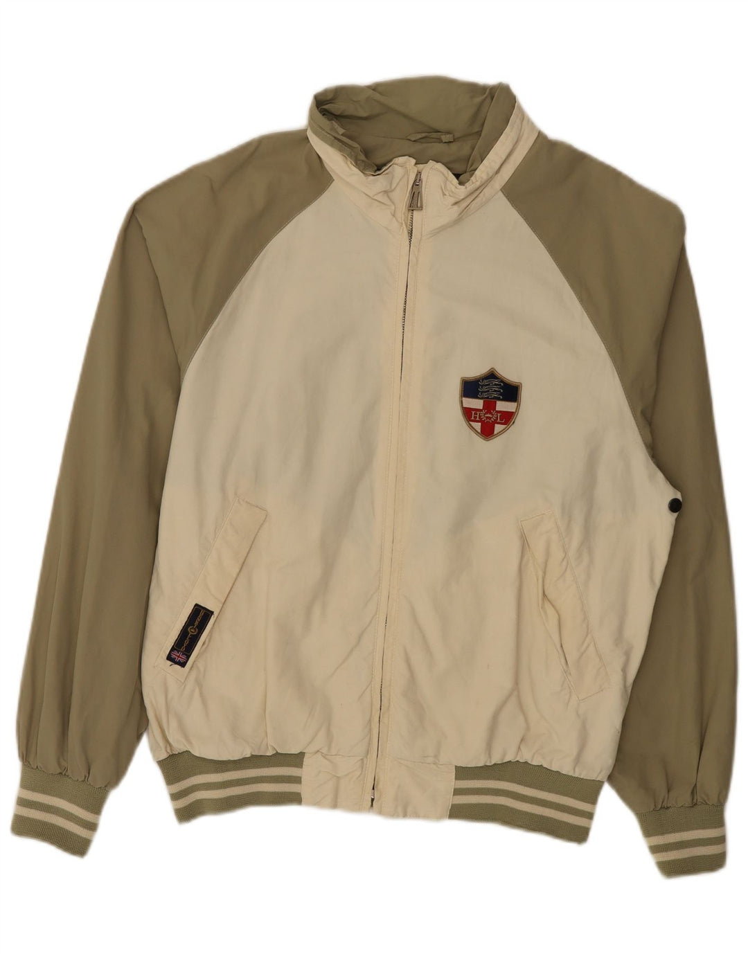 Henri Lloyd Mens Bomber Jacket UK 40 Large Kaki Colourblock