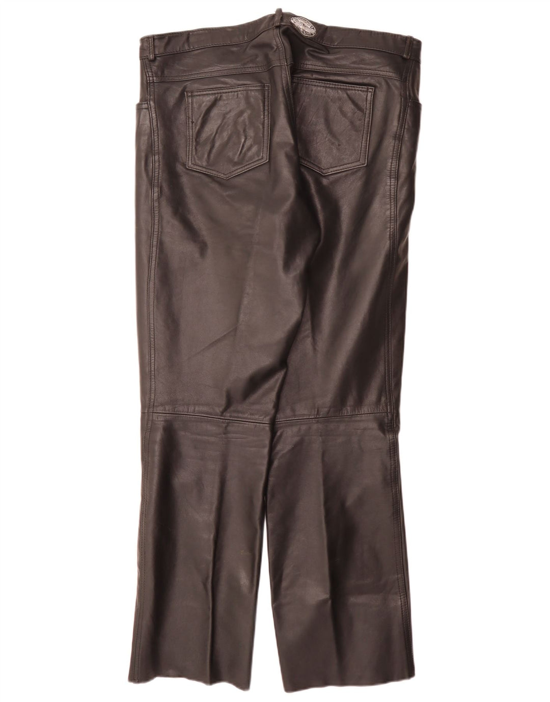 Pantalon droit en cuir Vintage pour hommes W34 L32 noir