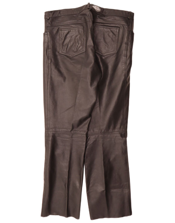 Pantalon droit en cuir Vintage pour hommes W34 L32 noir