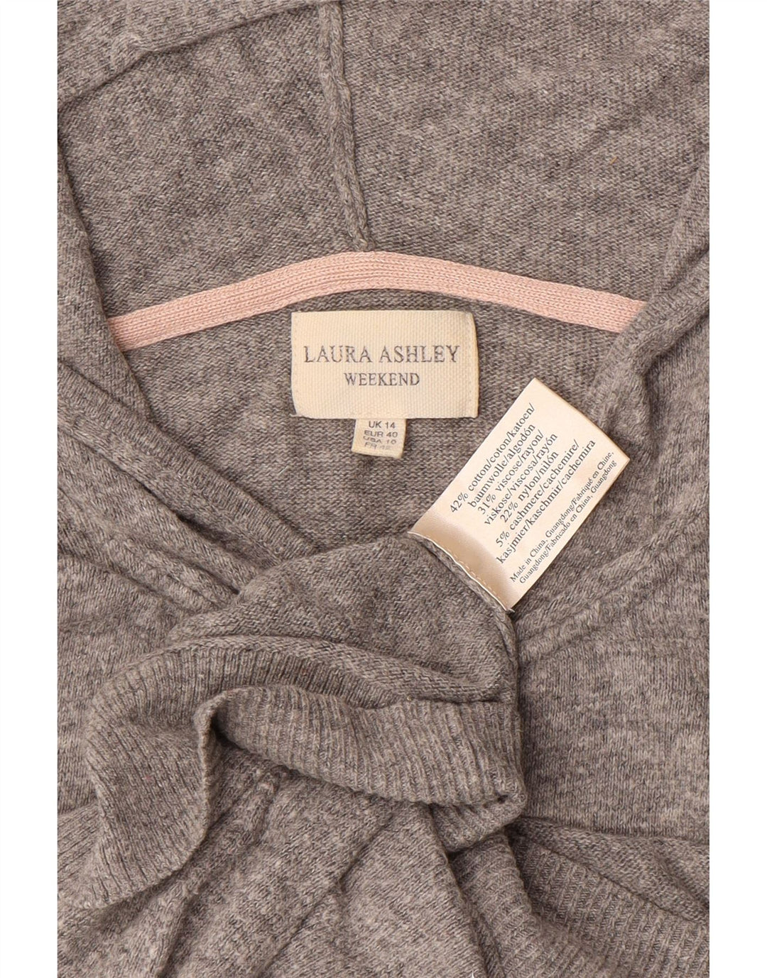 LAURA ASHLEY Cardigan à capuche pour femme - Pull week-end - UK 14 - Grand gris